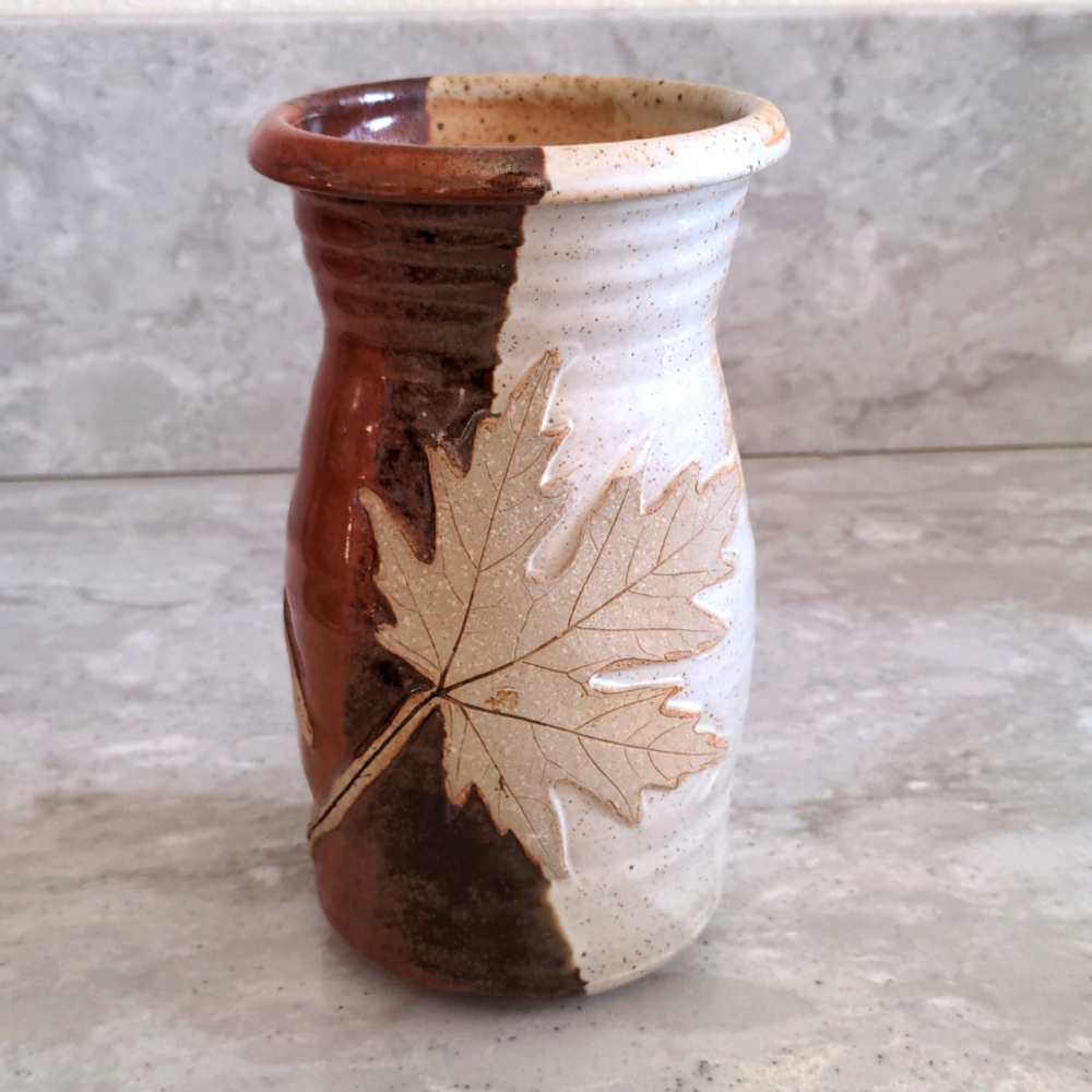 Signed Maple Leaf Pottery Vase